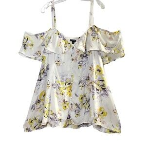 Torrid Floral Cold Shoulder Blouse Top Womens 4X Multicolor Smocked Back Read